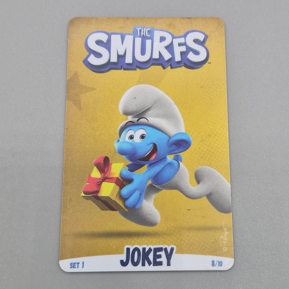 The Smurfs Jokey Smurf Trading Card Set 1 Number 8/10 Yellow‎ MSO0010025707008